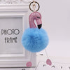 Sequined Flamingo Plush Keychain Glitter Pu Leather Imitation Rex Rabbit Fur Ball Bag Pendant