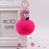 Sequined Flamingo Plush Keychain Glitter Pu Leather Imitation Rex Rabbit Fur Ball Bag Pendant