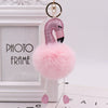 Sequined Flamingo Plush Keychain Glitter Pu Leather Imitation Rex Rabbit Fur Ball Bag Pendant