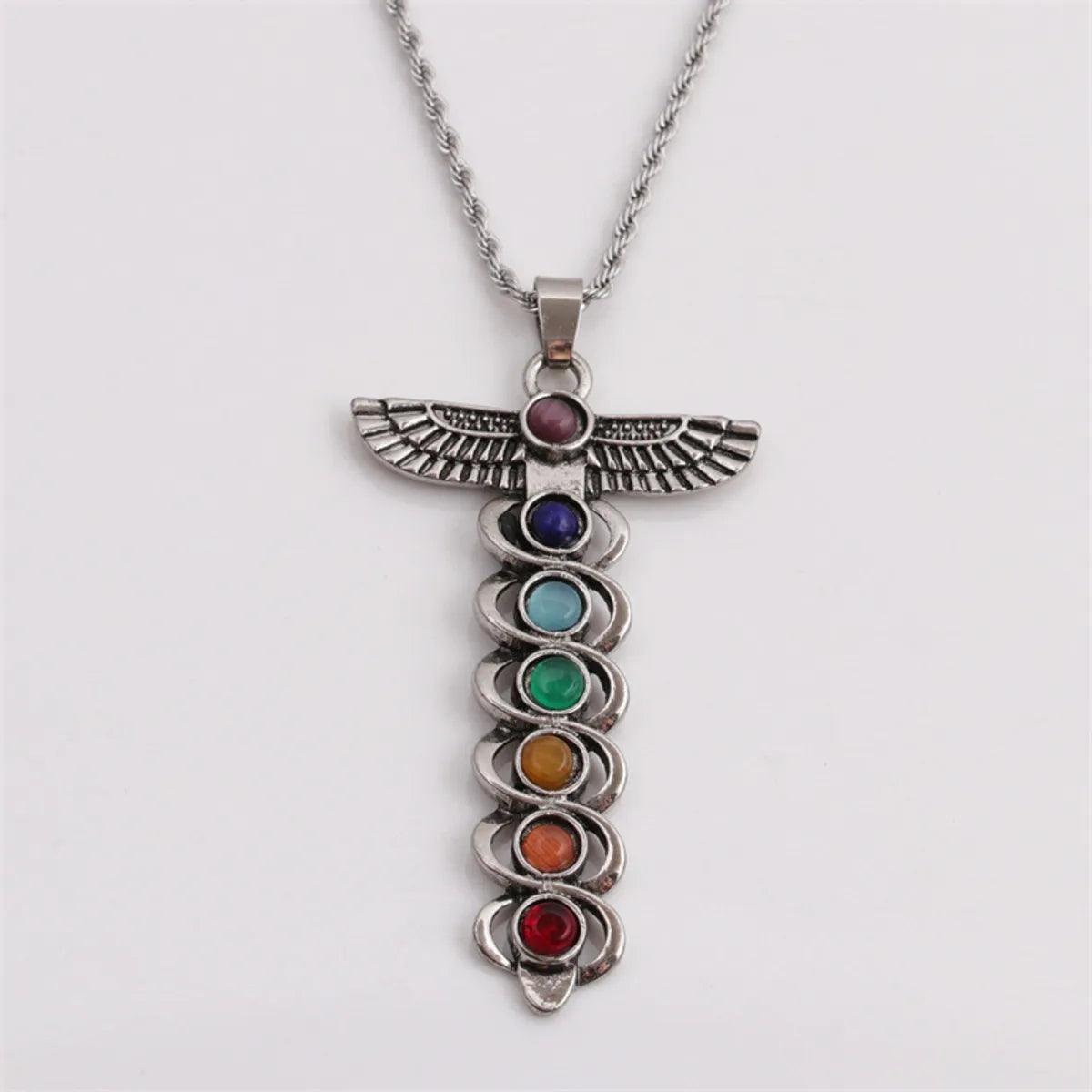 Seven Chakra Pendant Crystal Gem Alloy Inlaid Ethnic Style Necklace Wholesale Jewelry Gooddiy