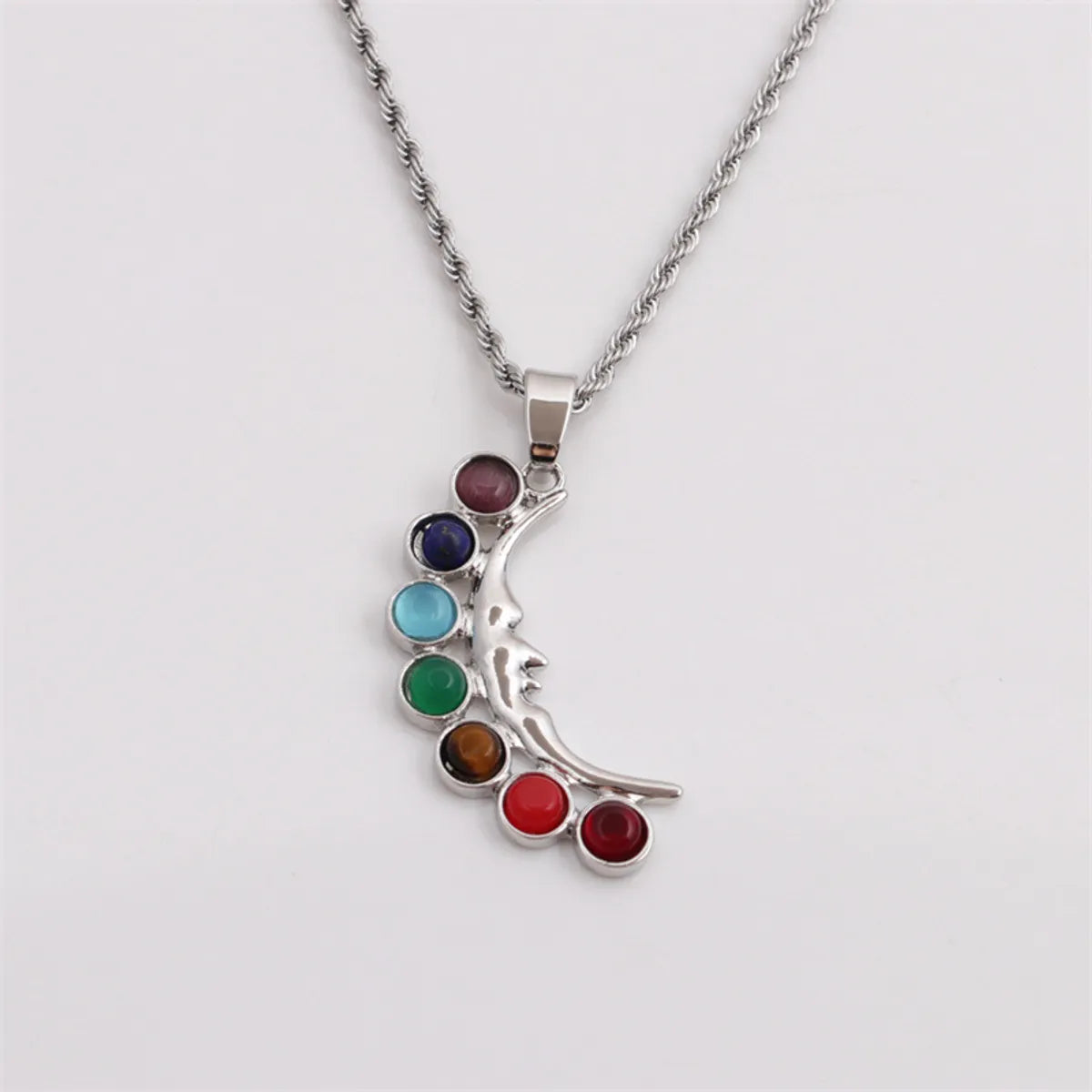 Seven Chakra Pendant Crystal Gem Alloy Inlaid Ethnic Style Necklace Wholesale Jewelry Gooddiy