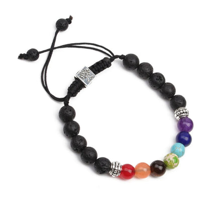 Seven Chakra Woven Balance Beads Yoga Tree Of Life Bracelet