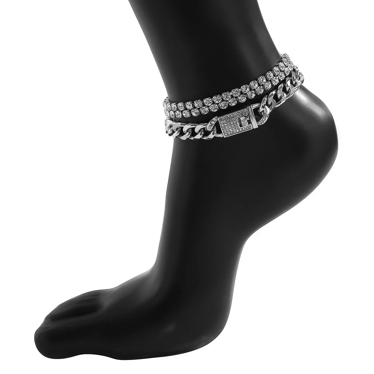 Sexy Geometric Alloy Aluminum Inlay Rhinestones Women'S Anklet