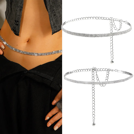 Sexy Geometric Metal Plating Inlay Rhinestones Women'S Chain Belts