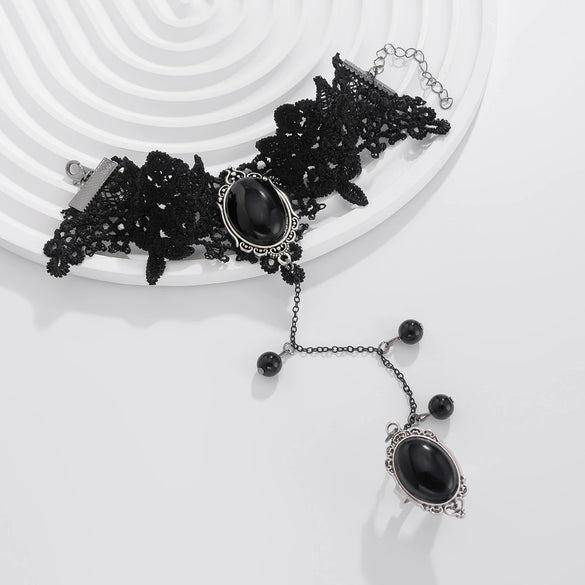 Sexy Gothic Handmade Lace Red Rose Bracelet For Women