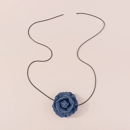 Sexy Rose Denim Handmade Women'S Choker