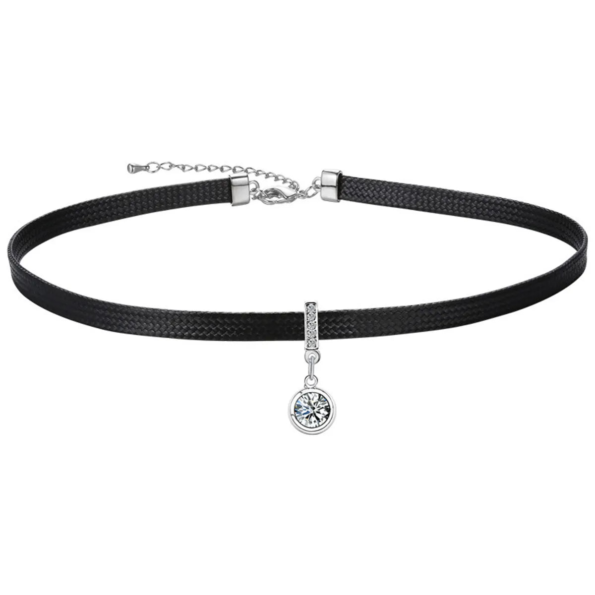 Sexy Simple Style Geometric Pu Leather Alloy Inlay Artificial Pearls Rhinestones Zircon Women's Choker