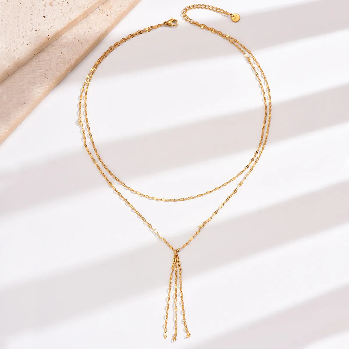 Sexy Solid Color Stainless Steel Tassel Plating 14k Gold Plated Layered Necklaces