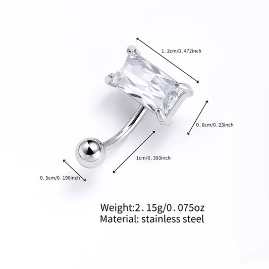 Sexy Square Stainless Steel Zircon Belly Ring In Bulk