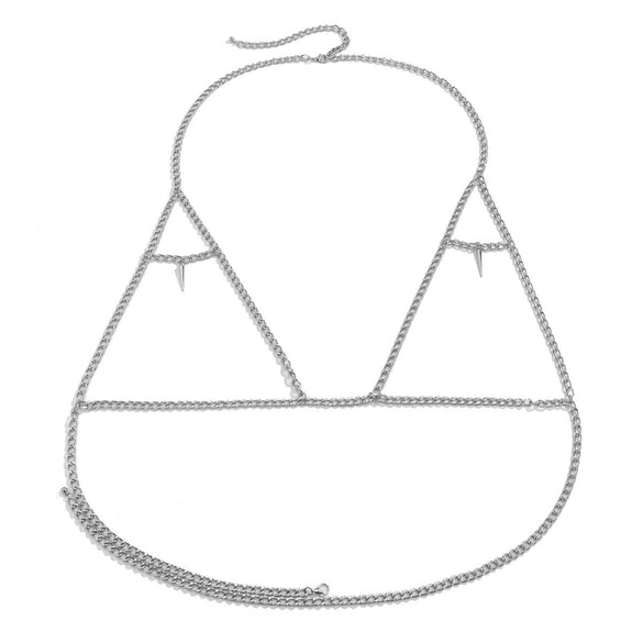 Sexy Women's Jewelry Copper Bead Mesh Snake Bone Chain Necklace With Rhinestone Pendant And Geometric Pattern Electroplated