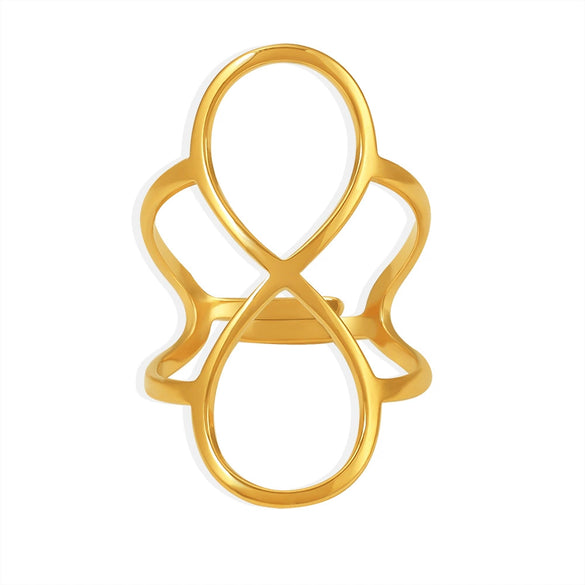 8 Shaped Line Opening Ring Titanium Steel Pvd Plated Simple Cold Style Women's Hand Jewelry With Geometric Design