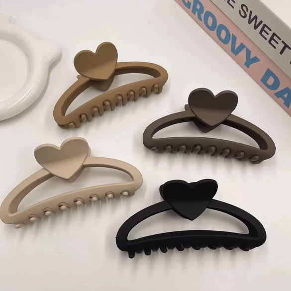 Shark Clip Milk Brown Series Love Semicircle Handmade Simple Hair Clip For Women