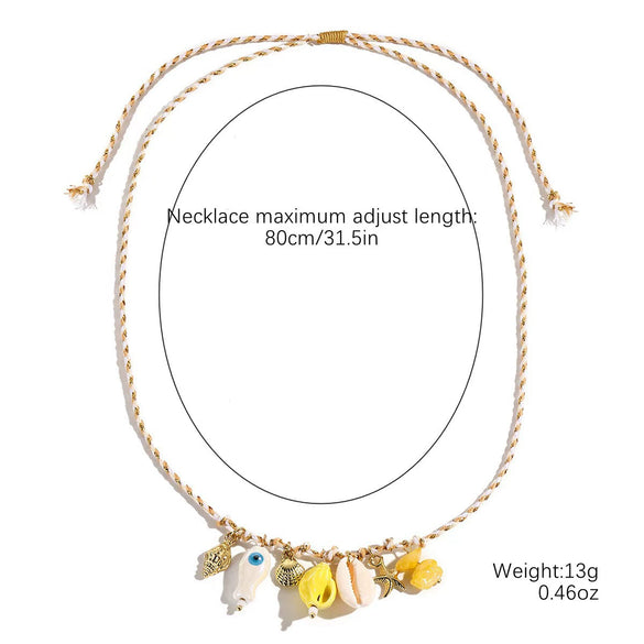 Shell And Ceramic Dopamine Starfish And Fish Pendant Necklace Electroplated Ocean Style For Women