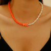 Shell And Ceramic Dopamine Starfish And Fish Pendant Necklace Electroplated Ocean Style For Women