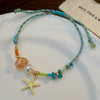 Shell And Ceramic Dopamine Starfish And Fish Pendant Necklace Electroplated Ocean Style For Women