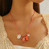 Shell And Ceramic Dopamine Starfish And Fish Pendant Necklace Electroplated Ocean Style For Women