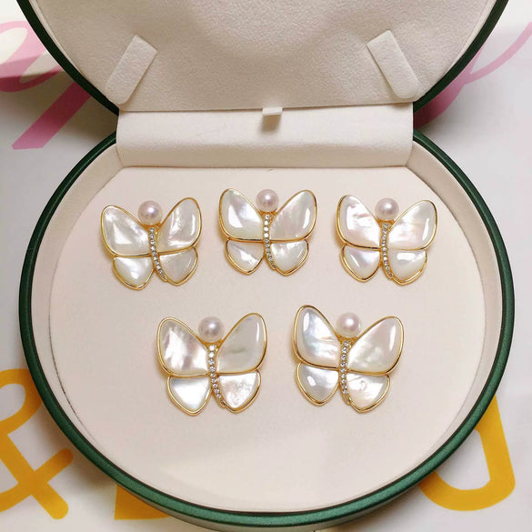 Shell Butterfly Bow Brooch Electroplated Fashion Minimalist Women's Suit Corsage Accessories