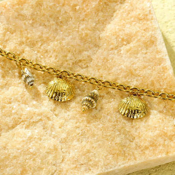 Shell Conch Necklace Stainless Steel 18K Gold Electroplated Natural Style