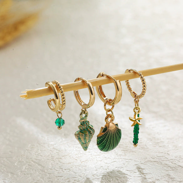 Shell Conch Women's Vacation Style Fourpiece Earring Set