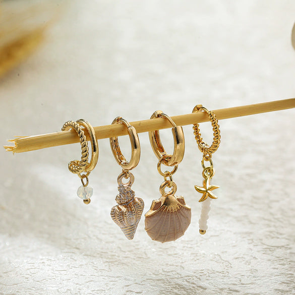 Shell Conch Women's Vacation Style Fourpiece Earring Set