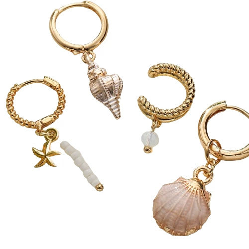 Shell Conch Women's Vacation Style Fourpiece Earring Set