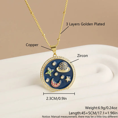 Shell Copper 18K Gold Plated Basic Commute Plating Inlay Devil'S Eye Palm Lightning Zircon Pendant Necklace