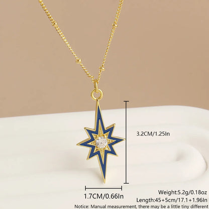 Shell Copper 18K Gold Plated Basic Commute Plating Inlay Devil'S Eye Palm Lightning Zircon Pendant Necklace