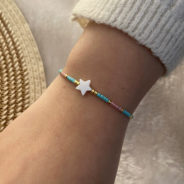 Shell Fivepointed Star Woven Bracelet For Women