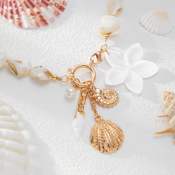 Shell Flower Animal Zodiac Electroplated Handmade Women's Pendant Necklace