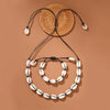 Shell Geometric Pattern Manual Woven Bracelet And Necklace For Women