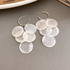 Shell Handmade Geometric Round Tassel Earrings For Women Light Luxury Sweet Small Fresh All Match