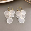 Shell Handmade Geometric Round Tassel Earrings For Women Light Luxury Sweet Small Fresh All Match