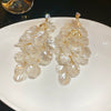 Shell Handmade Geometric Round Tassel Earrings For Women Light Luxury Sweet Small Fresh All Match