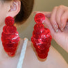 Shell Handmade Geometric Round Tassel Earrings For Women Light Luxury Sweet Small Fresh All Match