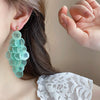 Shell Handmade Geometric Round Tassel Earrings For Women Light Luxury Sweet Small Fresh All Match