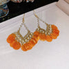 Shell Handmade Geometric Round Tassel Earrings For Women Light Luxury Sweet Small Fresh All Match