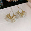 Shell Handmade Geometric Round Tassel Earrings For Women Light Luxury Sweet Small Fresh All Match
