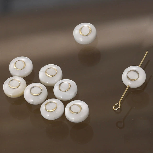 Shell Jewelry Geometric 26 Letters Round Fritillaria Double Sided Straight Hole Matching Material