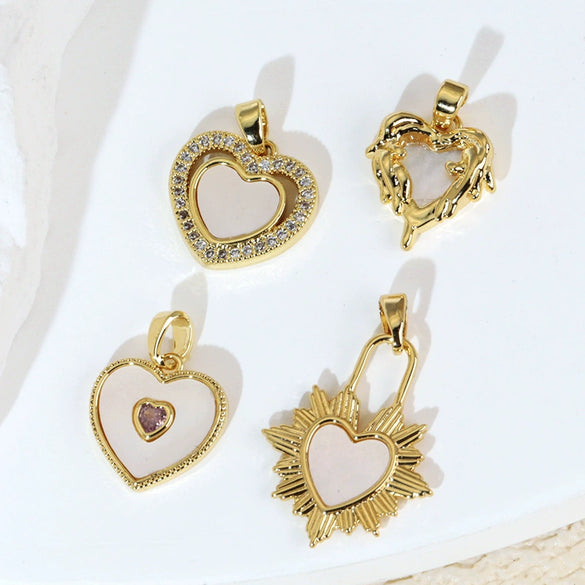 Shell Jewelry Heart Geometric Pendant Accessories Electroplating