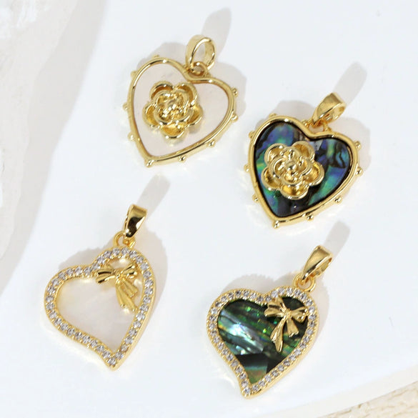 Shell Jewelry Heart Geometric Pendant Accessories Electroplating