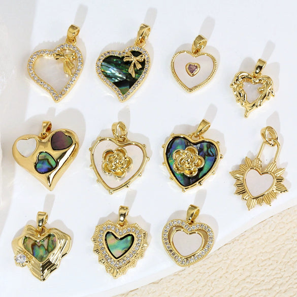 Shell Jewelry Heart Geometric Pendant Accessories Electroplating