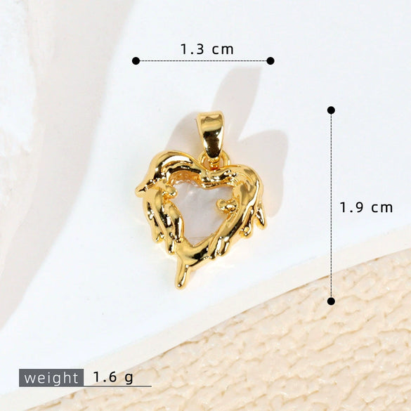 Shell Jewelry Heart Geometric Pendant Accessories Electroplating