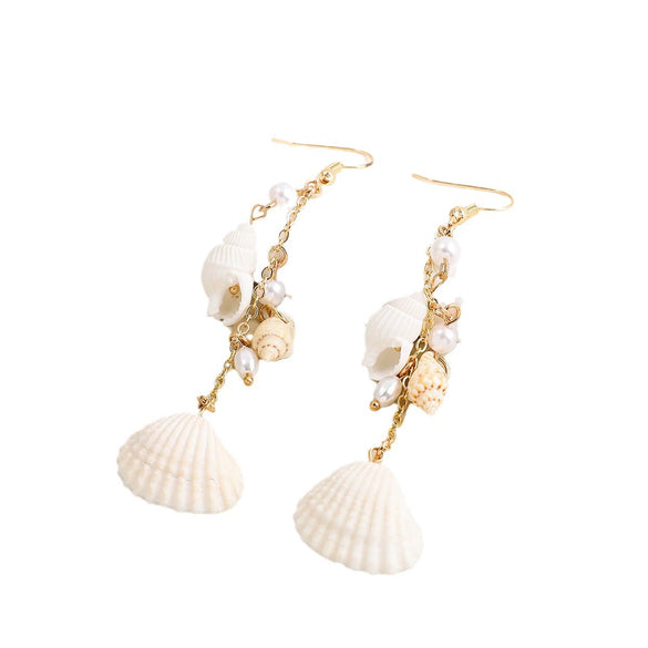 Shell Pearl Tassel Women's Long Elegant Fresh Minimalist Retro Earrings