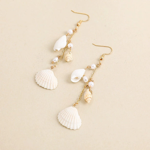 Shell Pearl Tassel Women's Long Elegant Fresh Minimalist Retro Earrings