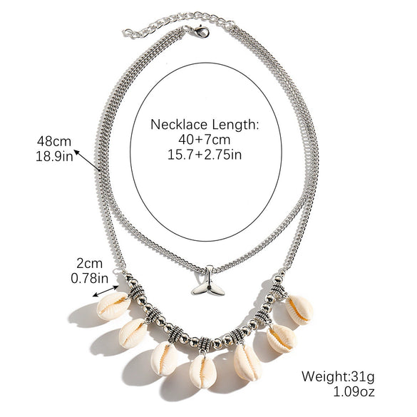 Shell Pendant Necklace With Pearl Chain Star Geometric Animal Zodiac Pure Handmade For Women