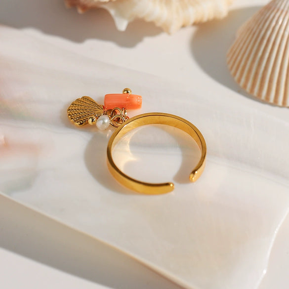 Shell Pendant Ring Ins Style Geometric Stainless Steel Electroplated