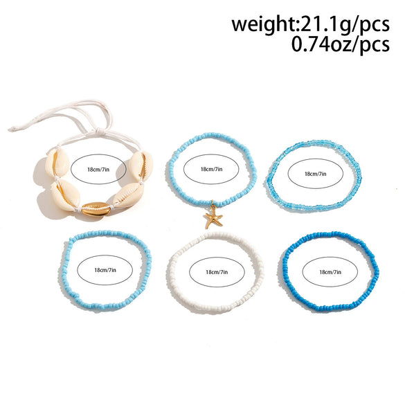 Shell Rice Bead Metal Geometric Electroplated Bracelet For Women