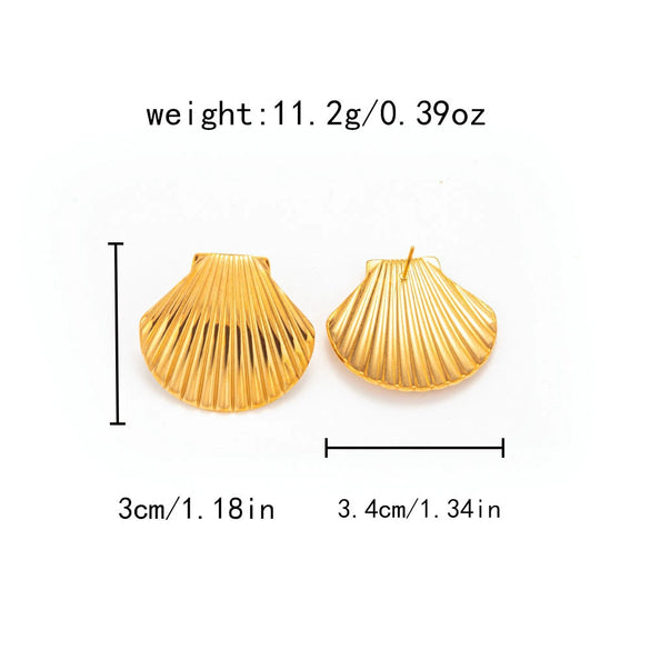 Shell Shape Stainless Steel Goldplated Fashion Women's Earrings
