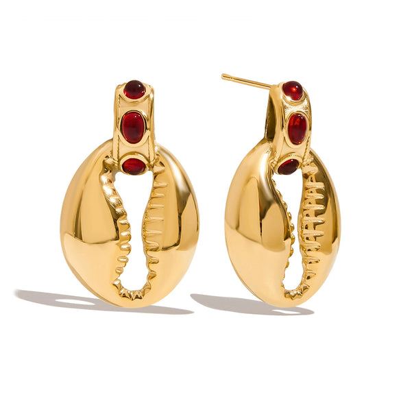 Shell Stainless Steel Geometric Earrings Electroplated Light Luxury Design For Women