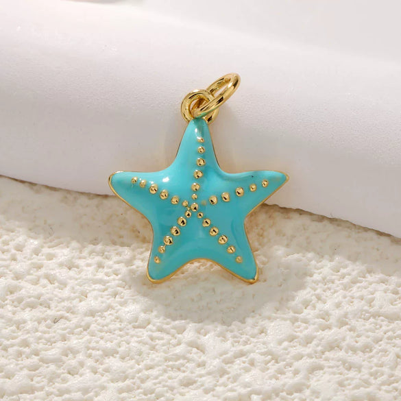 Shell Starfish Conch Animal Style Copper Jewelry Accessories Electroplated Bracelet Necklace Keychain Pendant